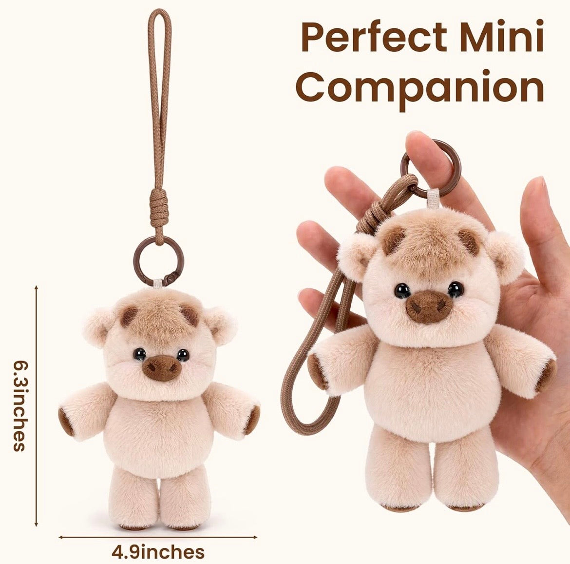 Cute Plush Bear Keychain 🧸🤎