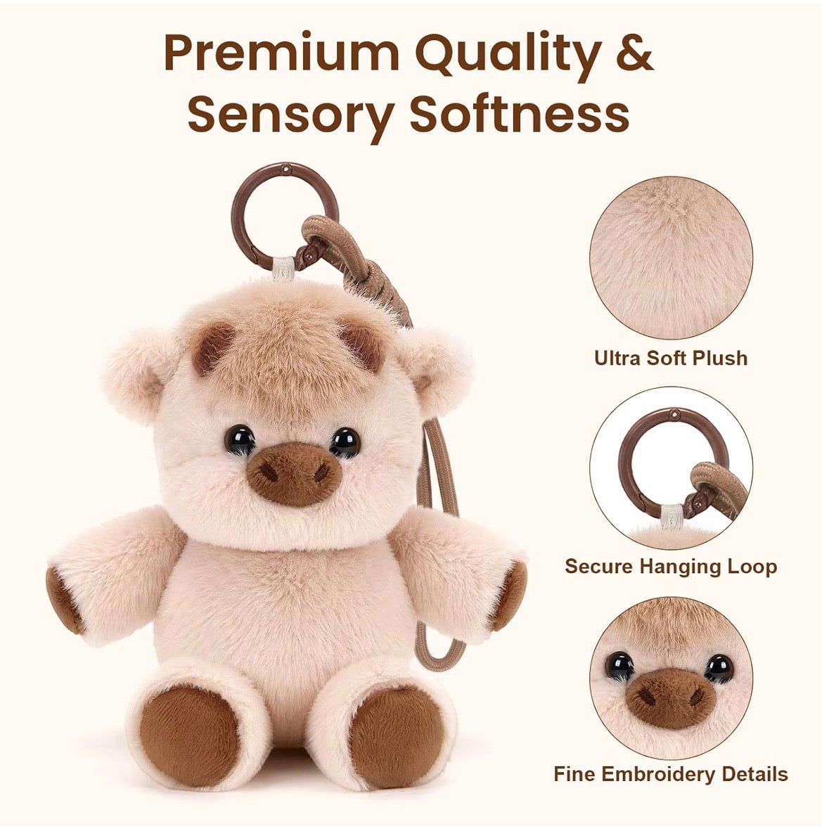 Cute Plush Bear Keychain 🧸🤎