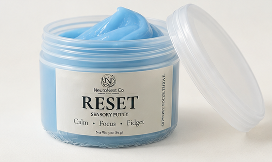 One blue NeuroNest Reset Putty tin